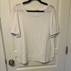 LOFT Textured White Short Sleeve Top